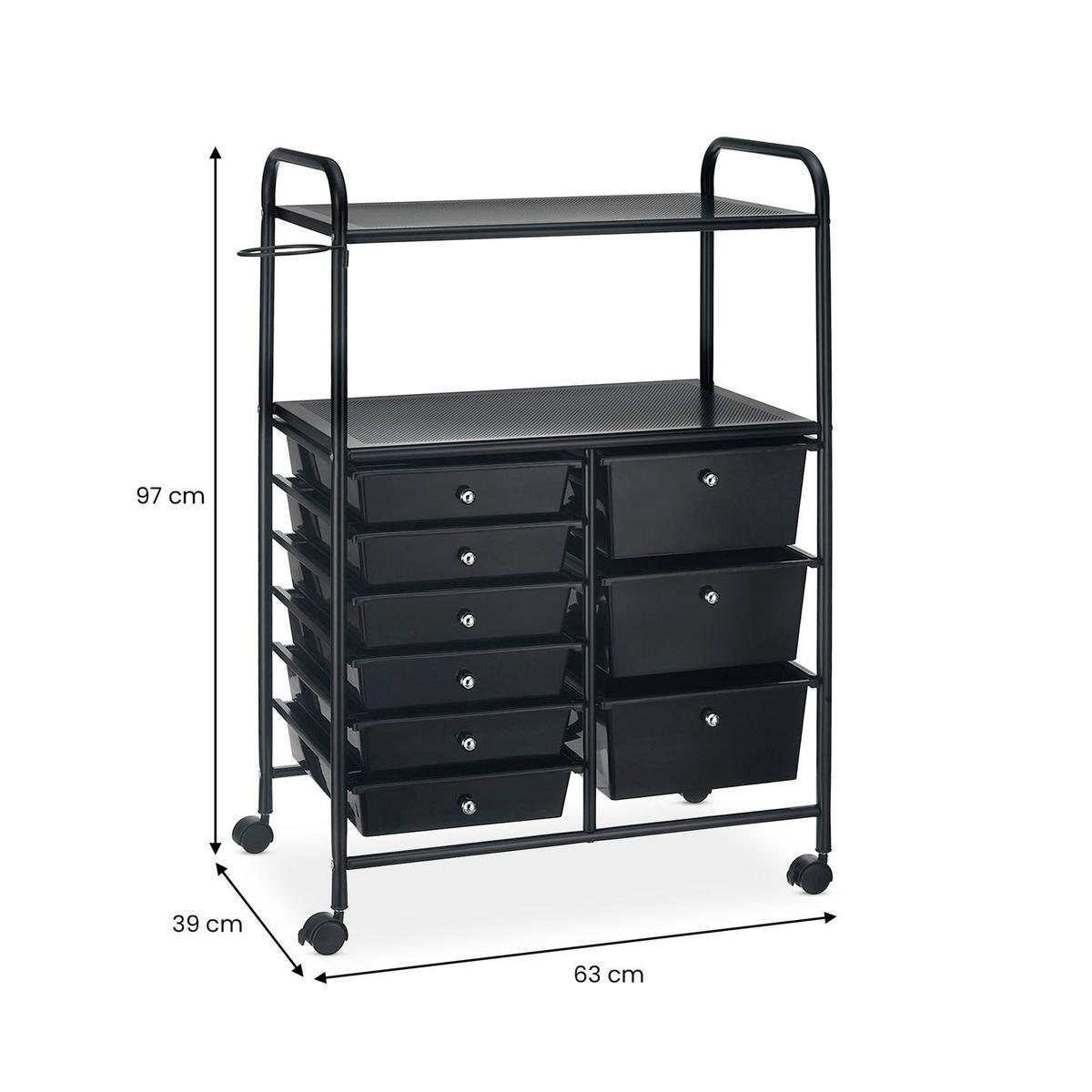 BADROLLWAGEN MARITA schwarz/schwarz - Schwarz, Kunststoff/Metall (63/97/39cm) - IDIMEX