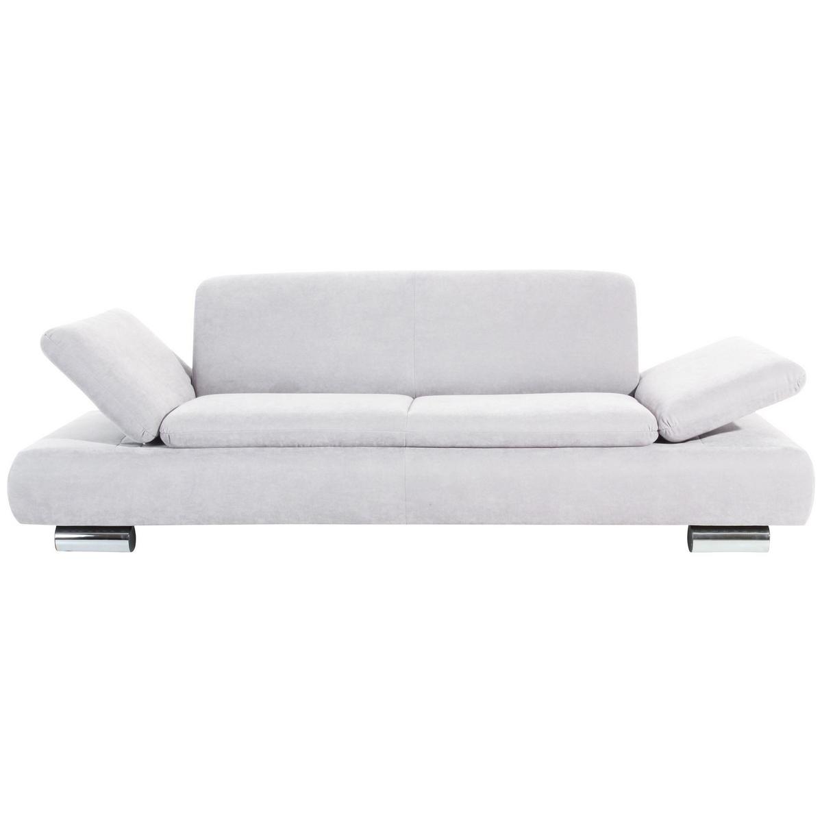 SOFA 2,5-Sitzer Kaye Bezug Veloursstoff Metallfuß verchromt / creme - Weiß, Kunststoff (221/76/90cm) - 58aufmkessel