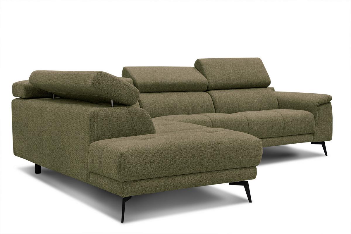 ECKSOFA FIERO 5-Sitzer, olivgrün - Schwarz/Olivgrün, Holzwerkstoff/Textil (158/269cm) - Wozimo