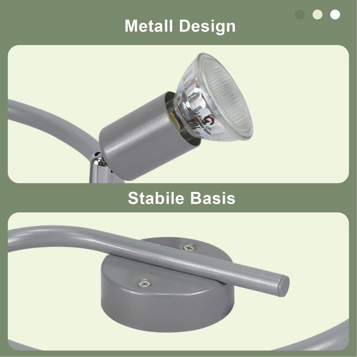 DECKENSTRAHLER Leroux 3-flammig 42/15/42cm - Silberfarben, Metall (42/15/42cm) - Nettlife