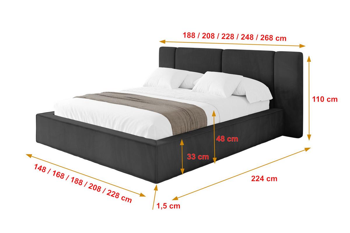 POLSTERBETT mit Bettkasten und Lattenrost, Boxbett ohne Matratze - RIVO 120x200 Schwarz - Schwarz, Holzwerkstoff/Textil (120/200cm) - ALTDECOR