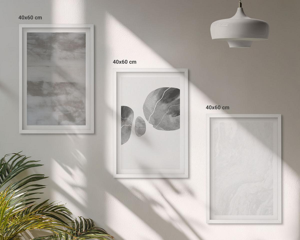 BILDER SET 3er Set - 40x60 cm Weißer Rahmen - Abstrakte moderne Strukturen - Weiß, Kunststoff (40/60cm) - TULUP
