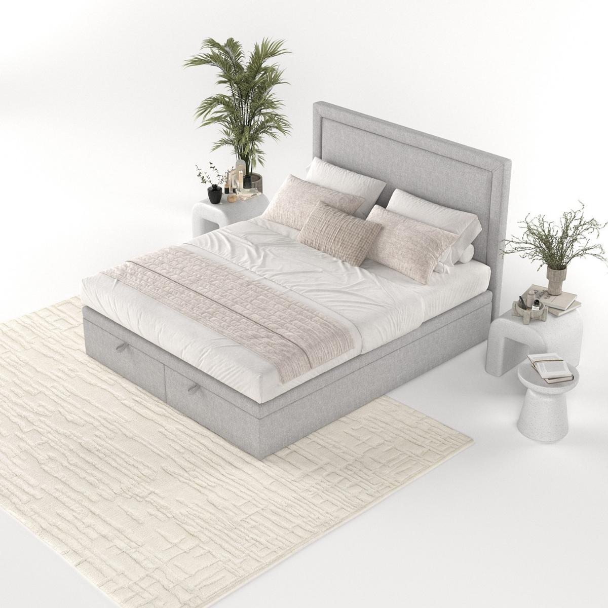 POLSTERBETT Salma mit Stauraum 160/200 cm Grau im Megan Stoff - Schwarz/Grau, Holz/Holzwerkstoff (160/200cm) - AltaBeds