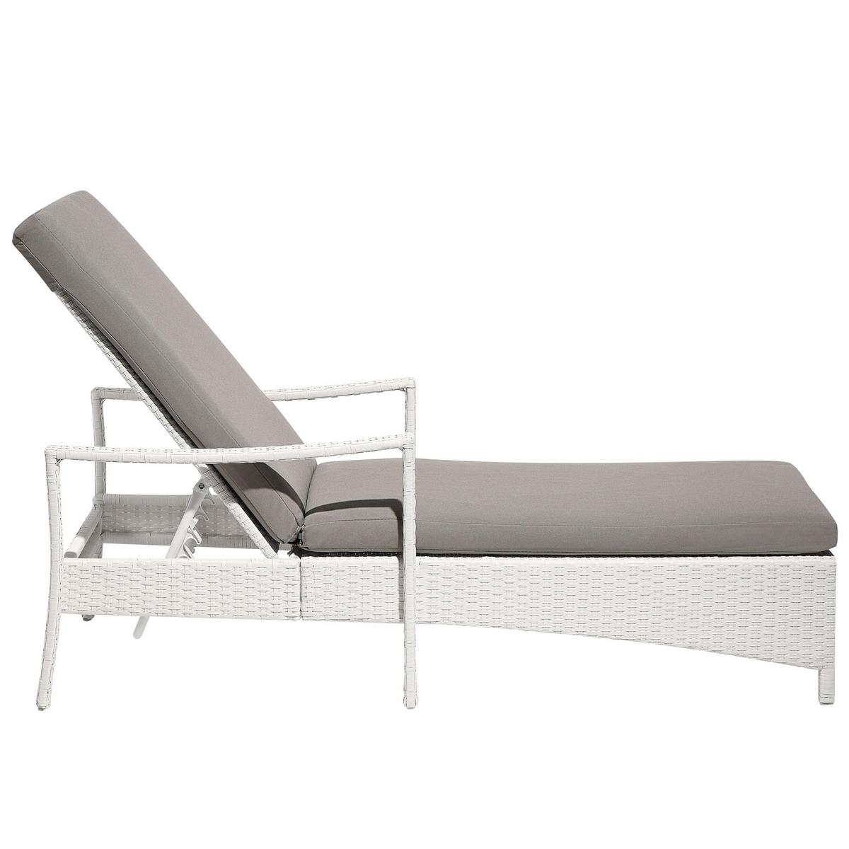 GARTENLIEGE weiß/gruau Vasto - Weiß/Grau, Kunststoff (63/96/158cm) - Beliani