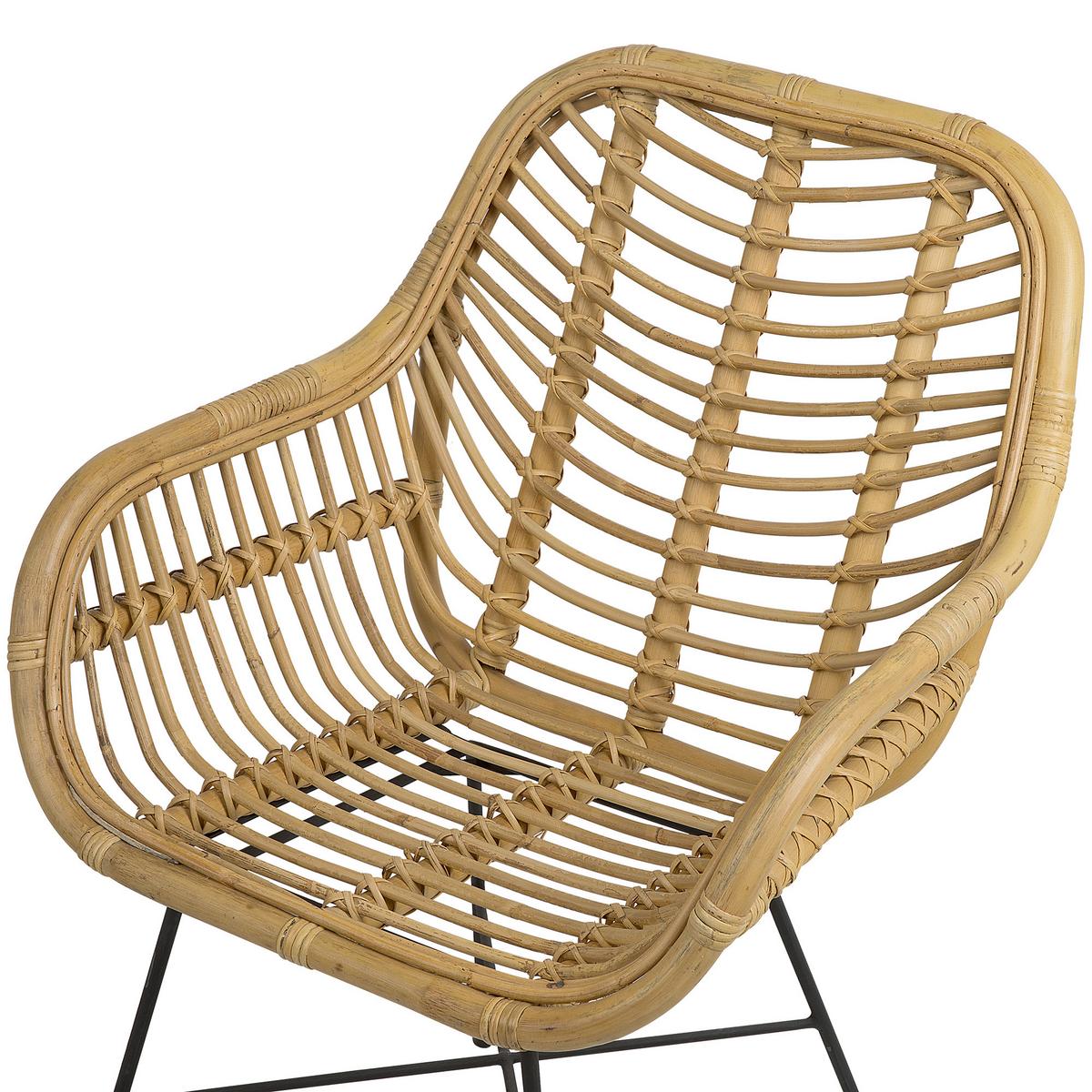 RATTANSTUHL Rattan Beige Canora - Beige, Naturmaterialien/Metall (64/89/51cm) - Beliani