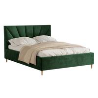 POLSTERBETT AINA 180x200 cm French Velvet 658, 34 Holzlatten, Kopfteil 104 cm - Grün, Textil (180/200cm) - Lookway