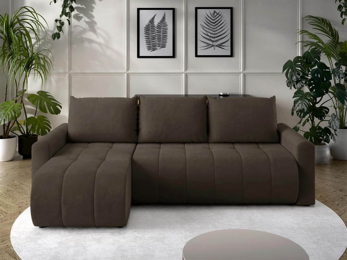 ECKSOFA Sprint - Dunkelbraun/Schwarz, Holz/Kunststoff (230/149cm) - MIRJAN24