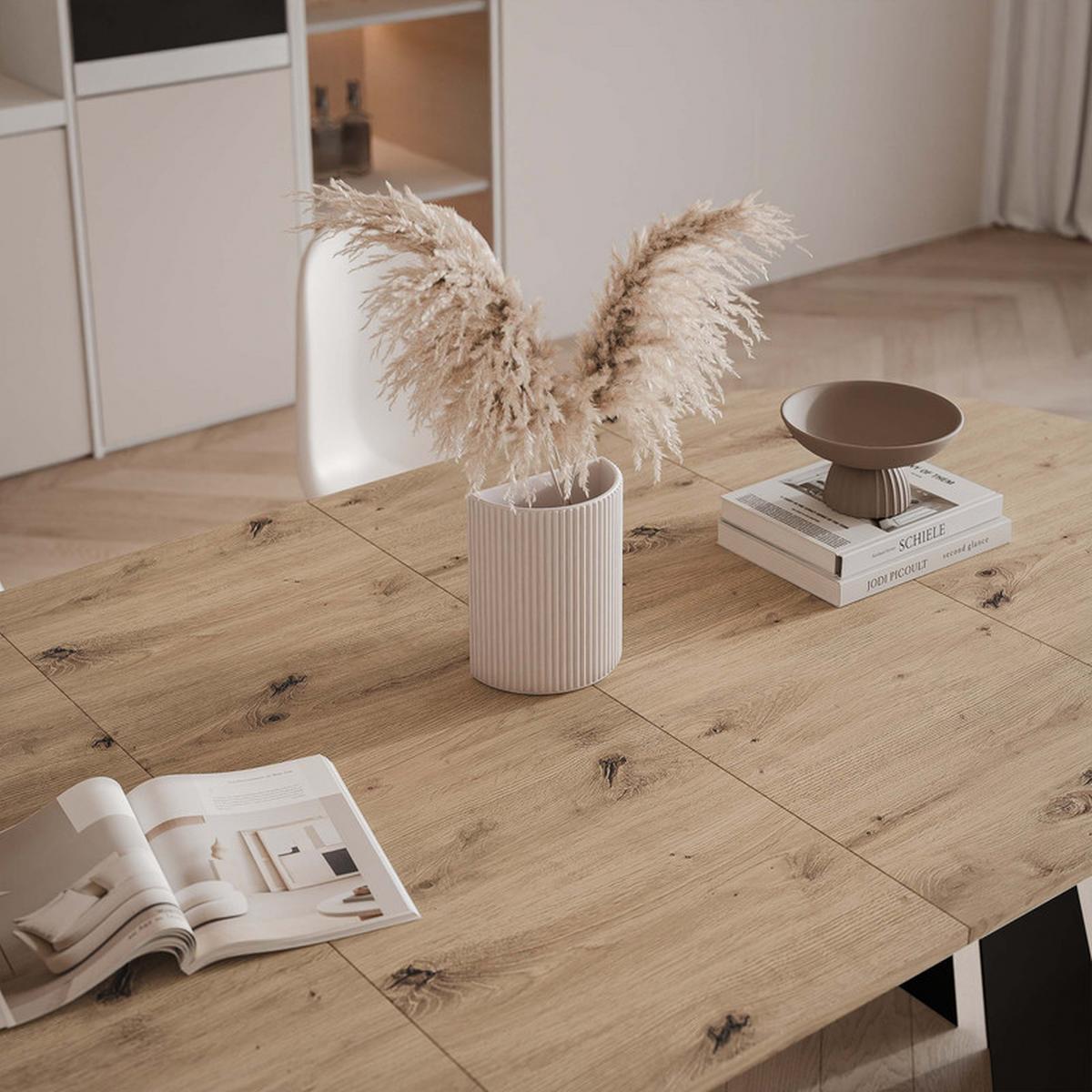 AUSZIEHTISCH FORTE 120/76 cm, Schwarz / Artisan-Eiche - Schwarz/Eiche Artisan, Holzwerkstoff/Metall (120/120/76cm) - Idohome