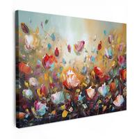 LEINWANDBILD Blumen - Kunst - Natur - Ölgemälde Wandbild 40x30 cm - Multicolor, Textil (40/30cm) - MuchoWow