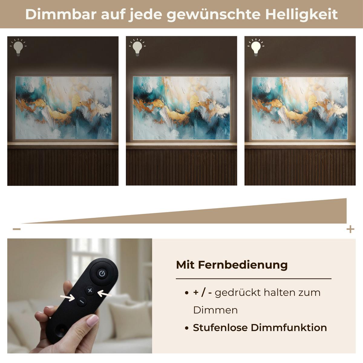 WANDLEUCHTE MIT AKKU Abstrakt - Kunst - Gold - Blau 60x40 cm - Türkis, Holzwerkstoff (60/40/8cm) - OnlyWow