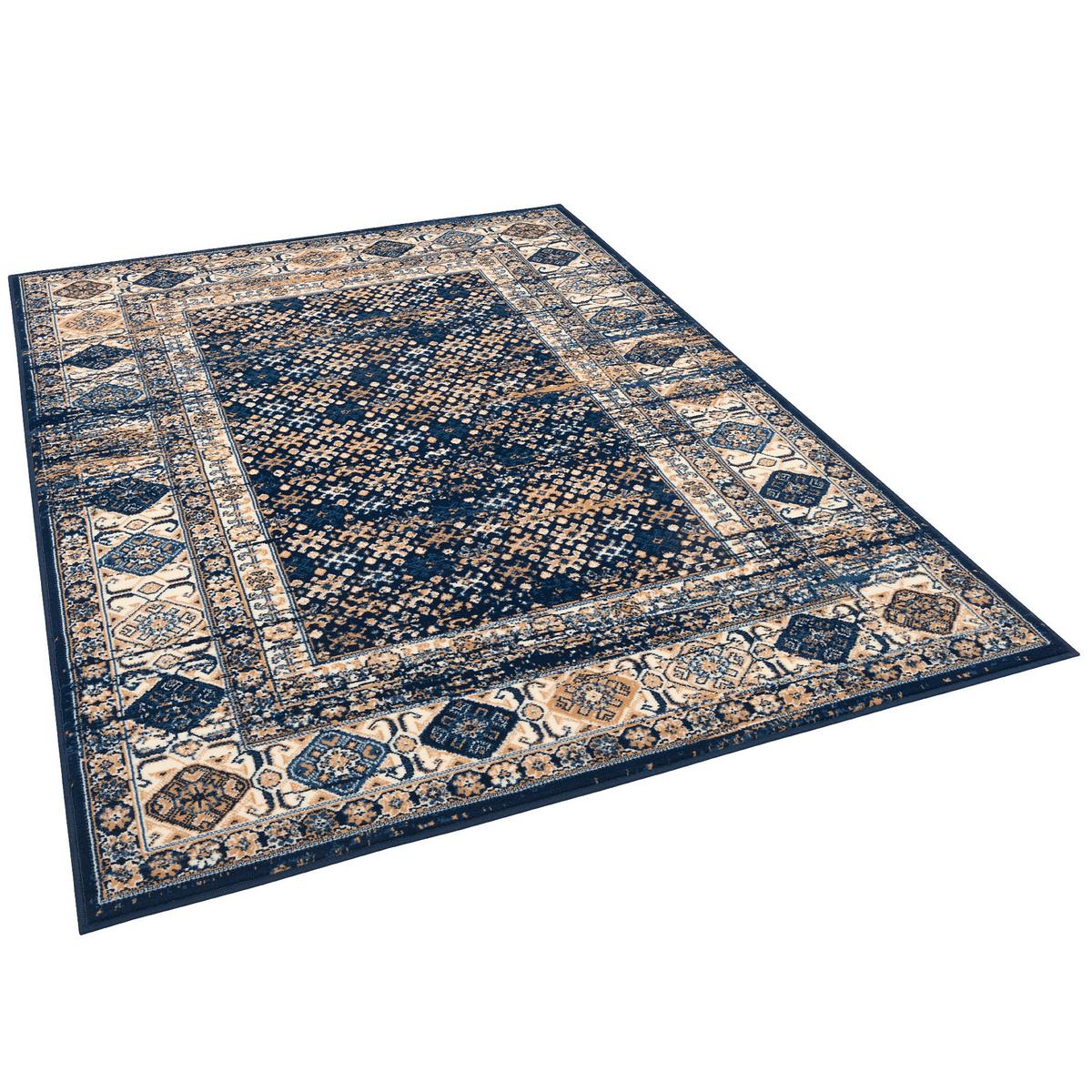 DESIGNER TEPPICH POP-VINTAGE ORIENT BORDÜRE - Blau, Textil (140/200cm) - Pergamon