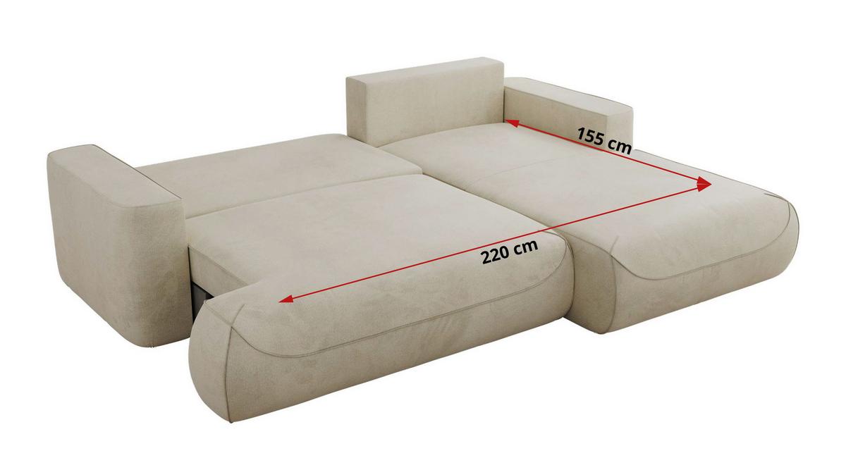 ECKSOFA OVO L Beige Velvet - Rechts Seite - Beige/Schwarz, Kunststoff/Textil (195/271cm) - MKS