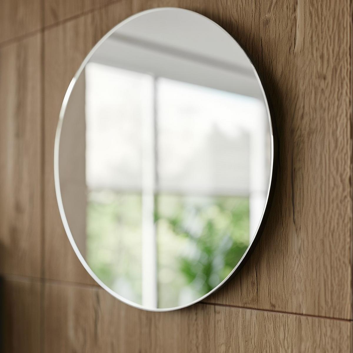 WANDSPIEGEL Rund (Ø 60 cm) in Graphitfarben – Modern & Rahmenlos - Grau, Glas (60/60/2cm) - KADIMA DESIGN