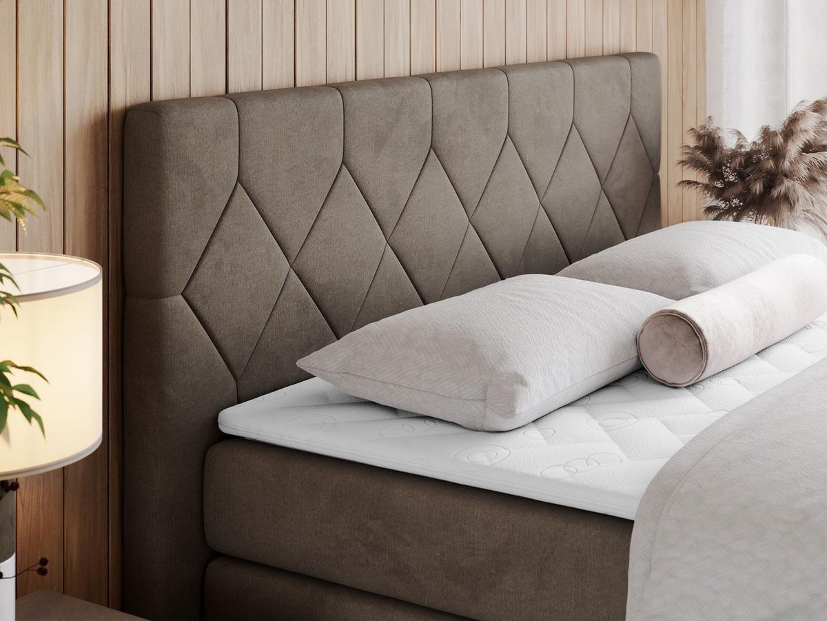 BOXSPRINGBETT KING EIGAR 200/200 Braun Velvet - H3 - Braun, Holz/Textil (200/200cm) - MKS