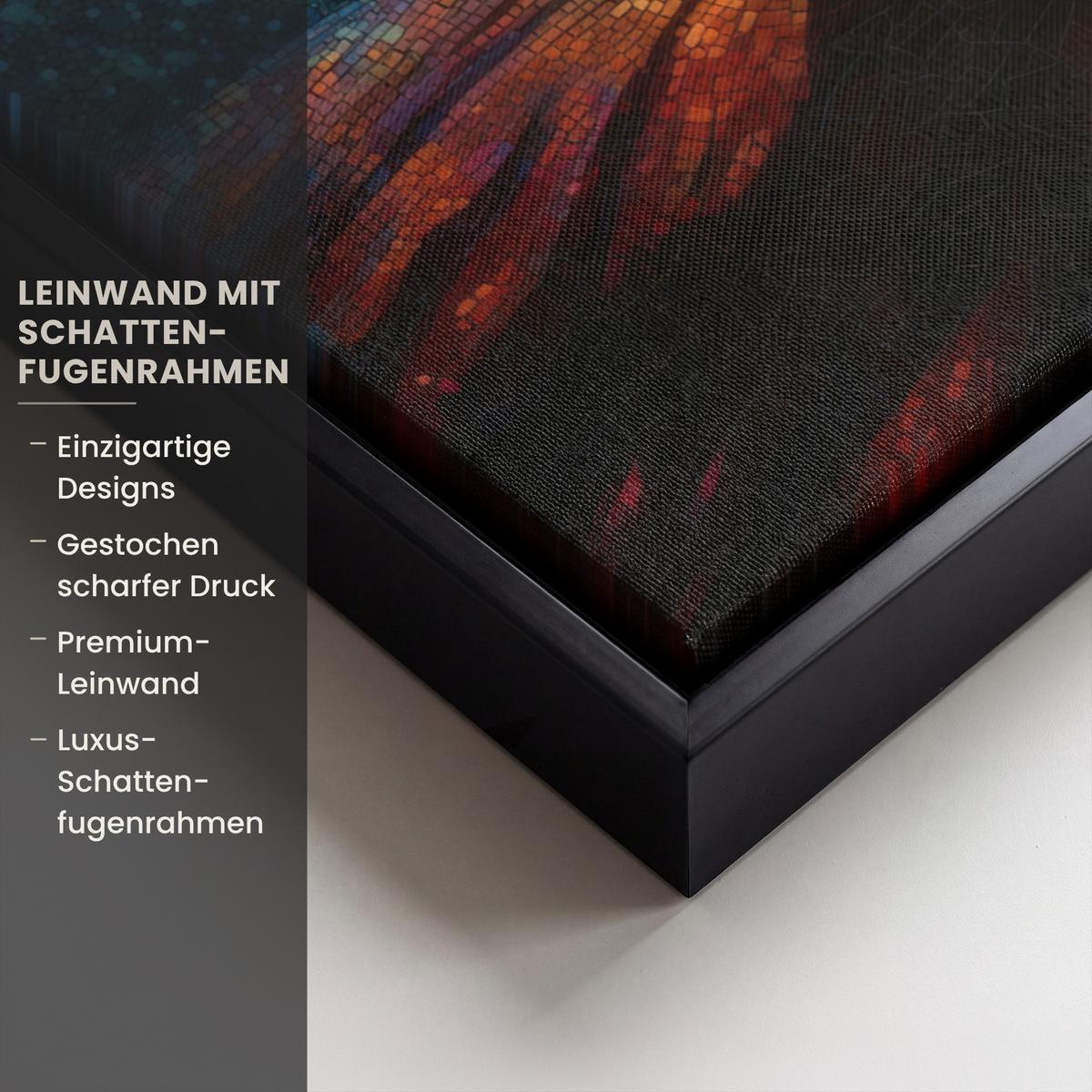 LEINWAND Bilder mit Rahmen - Mosaik - Bunt - Baum - Äste - 60x80 - Multicolor, Textil (60/80cm) - MuchoWow