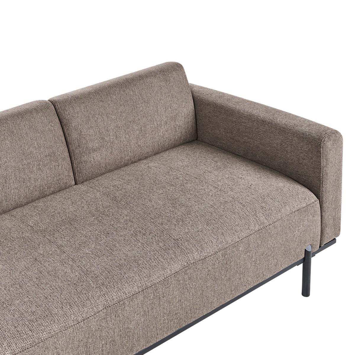 CHAISELONGUE Kunstleinen Hellbraun Savasse - Hellbraun/Schwarz, Textil (170/78/85cm) - Beliani