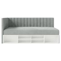 JUGENDBETT Ventrio Grau Easy-Clean-Samtbezug 90x200 cm - Grau, Holz/Textil (90/200cm) - Selsey