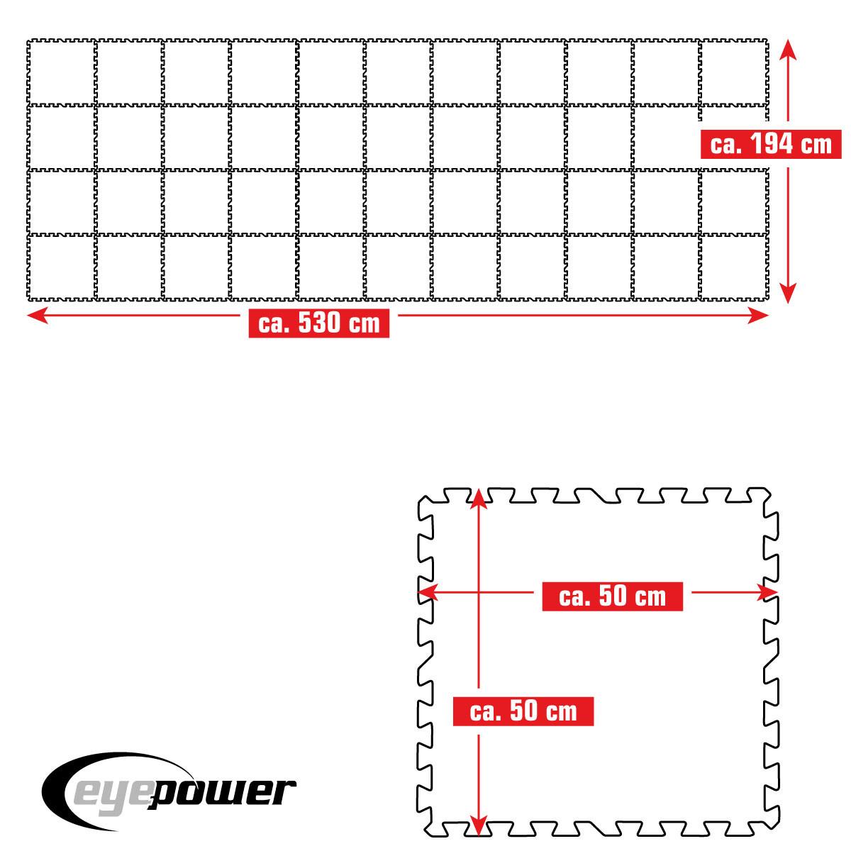 POOLMATTEN 10,3m² 44 EVA Matten 50 cm Blau - Blau, Kunststoff (50/50cm) - eyepower