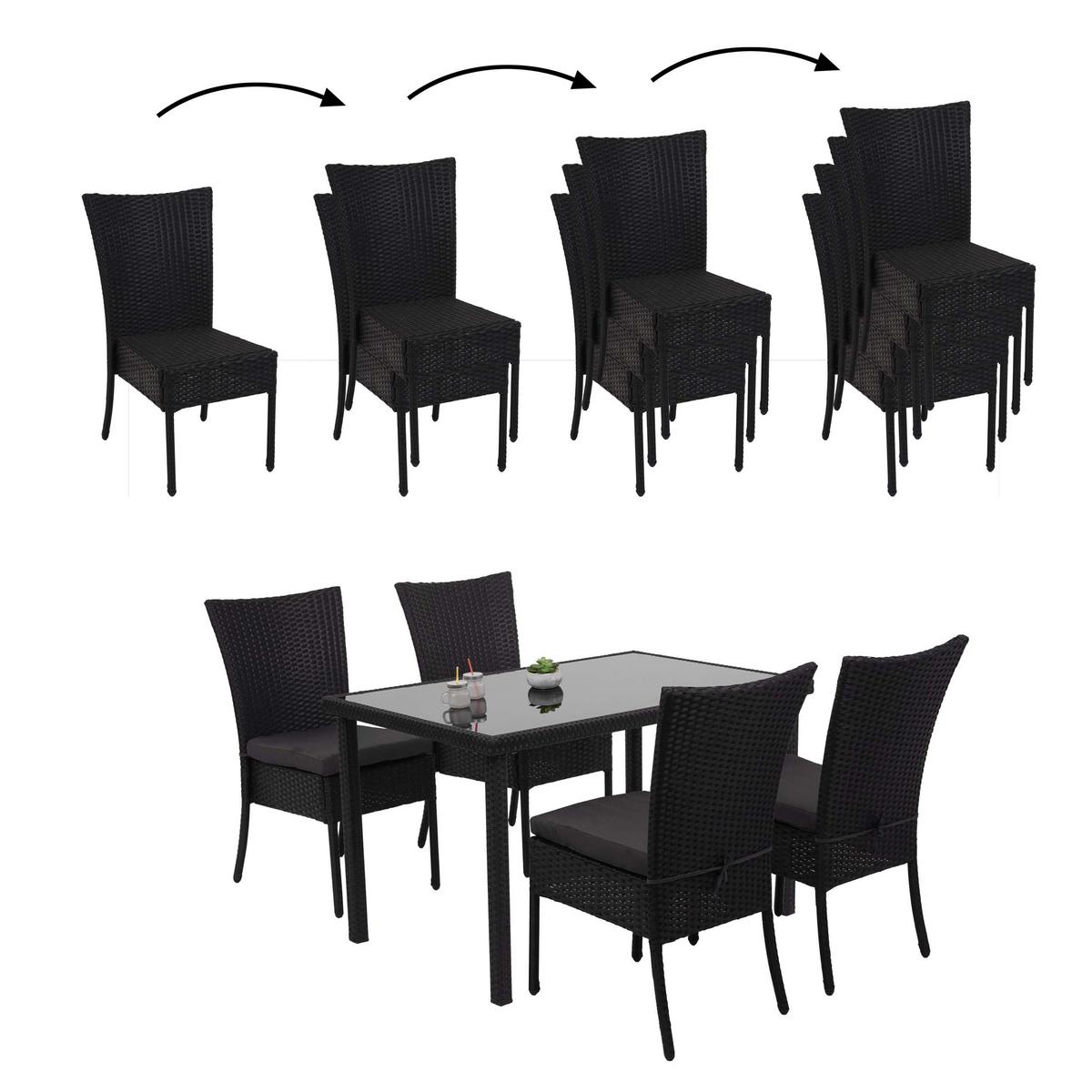 GARNITUR Schwarz, Anthrazit 5-teilig-Set - Anthrazit/Schwarz, Kunststoff - MCW