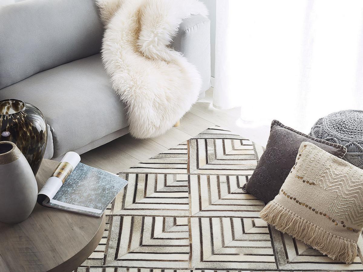 KURZFLOR-TEPPICH Tekir 200/140 cm - Beige, Fell (140/200cm) - Beliani