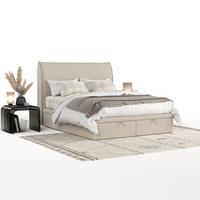 POLSTERBETT Tuvalu mit Stauraum 140/200 cm Hellbeige im Megan Stoff - Beige/Schwarz, Holz/Holzwerkstoff (140/200cm) - AltaBeds
