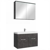 BADMÖBEL-SET Paso 3 Teile Dunkel Grau - 80 x 35 x 55 cm - Grau, Holz (80/55/20cm) - Badplaats