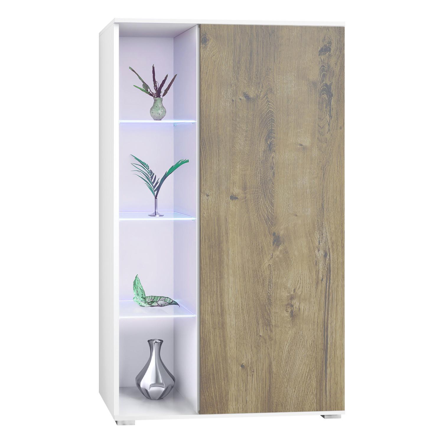 VITRINE Davos Eiche Ribbeck - Alteiche, Holzwerkstoff (71.5/134/35cm) - Vladon