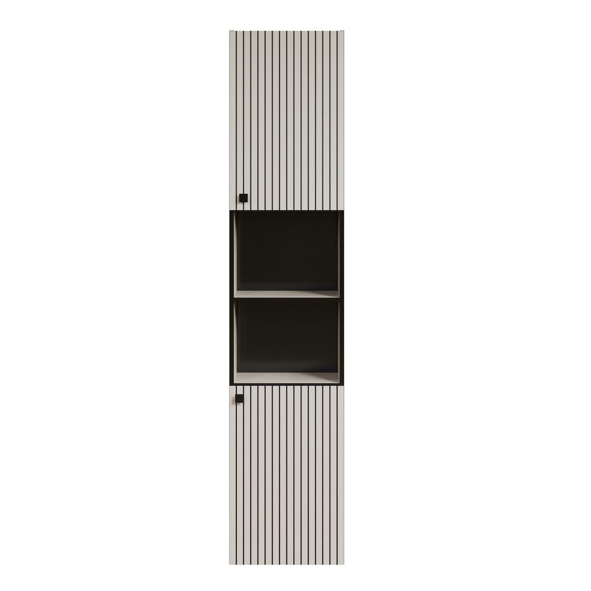 BADEZIMMERSÄULE mit Rillen, 2 Türen und 2 Fächern - purebliss 112/15/44,5 cm - Hellgrau, Holzwerkstoff (40/186/31cm) - Trendteam