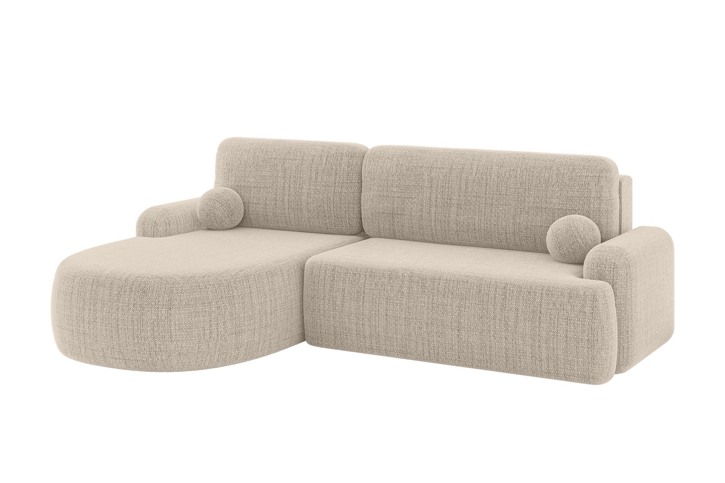 ECKSOFA mit Schlaffunktion und Bettkasten LIRA-L - 264x172x89 Beige - Beige, Holzwerkstoff/Textil (264/172cm) - ALTDECOR