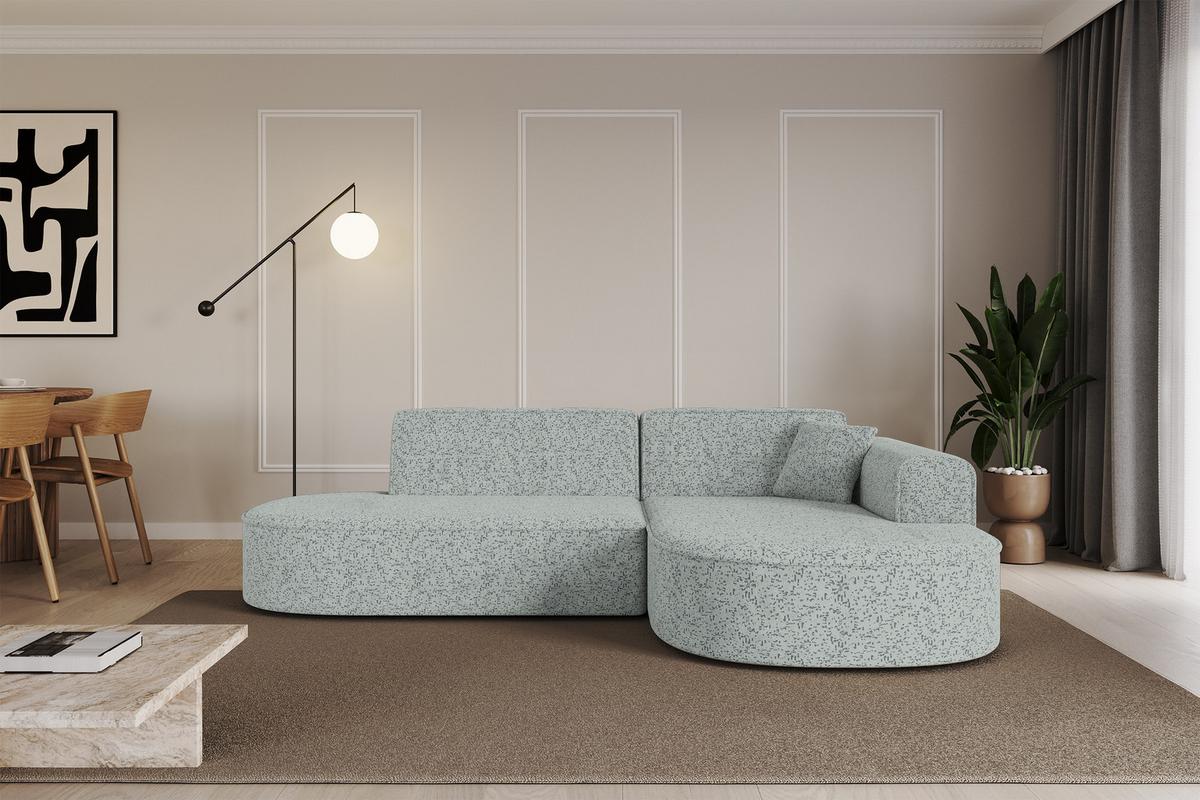 ECKSOFA Ottomane Rechts MARI-L1 - 243x171x79 cm Grün Tissu - Wildeiche/Schwarz, Holzwerkstoff/Kunststoff (171/243cm) - ALTDECOR