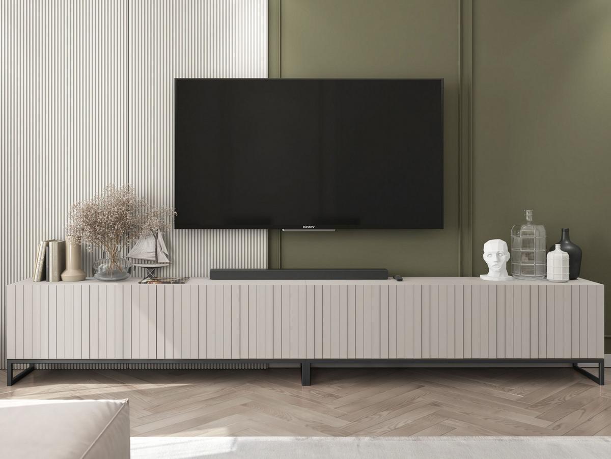 TV-LOWBOARD 2er-Set Elpis Kaschmir matt mit schwarzem Metallrahmen 150 cm - Kaschmir, Holzwerkstoff (300/51.5/36.5cm) - Meble Lindner
