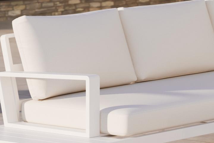Loungegarnitur Aluminiumgestell Ablageflächen creme Kissen Olefin quick dry foam Bezüge waschbar