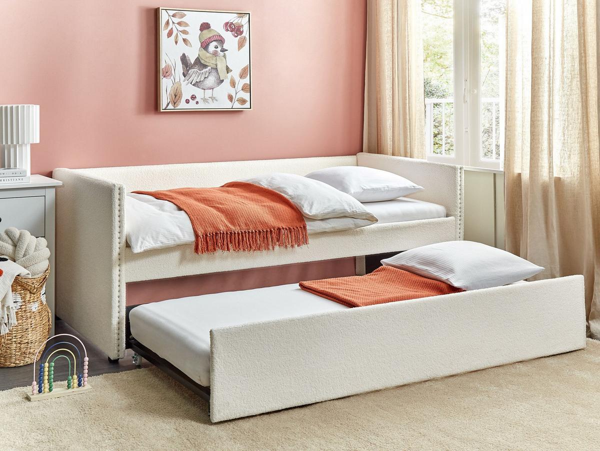 AUSZIEHBETT 90x200 cm Beige Troyes - Beige, Textil (90/200cm) - Beliani