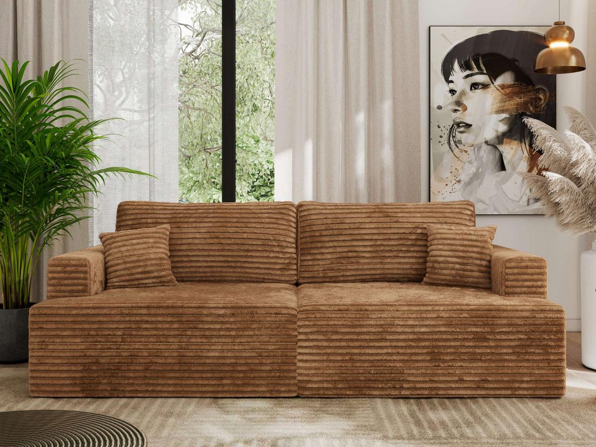4-SITZER SOFA VIRELLA Orange Cord - Schwarz/Orange, Textil (240/88/115cm) - MKS