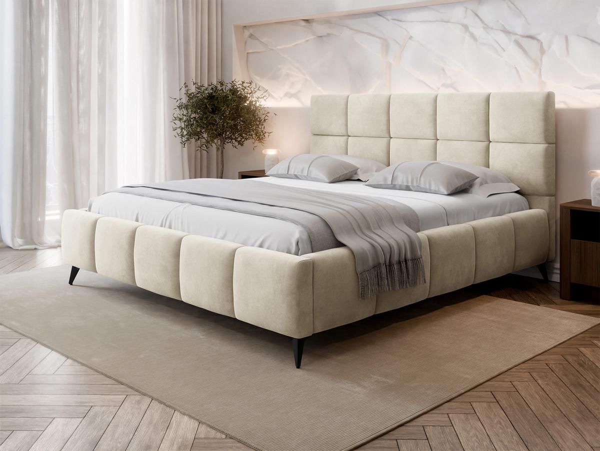POLSTERBETT Amber - Creme/Schwarz, Holzwerkstoff/Textil (180/200cm) - MIRJAN24