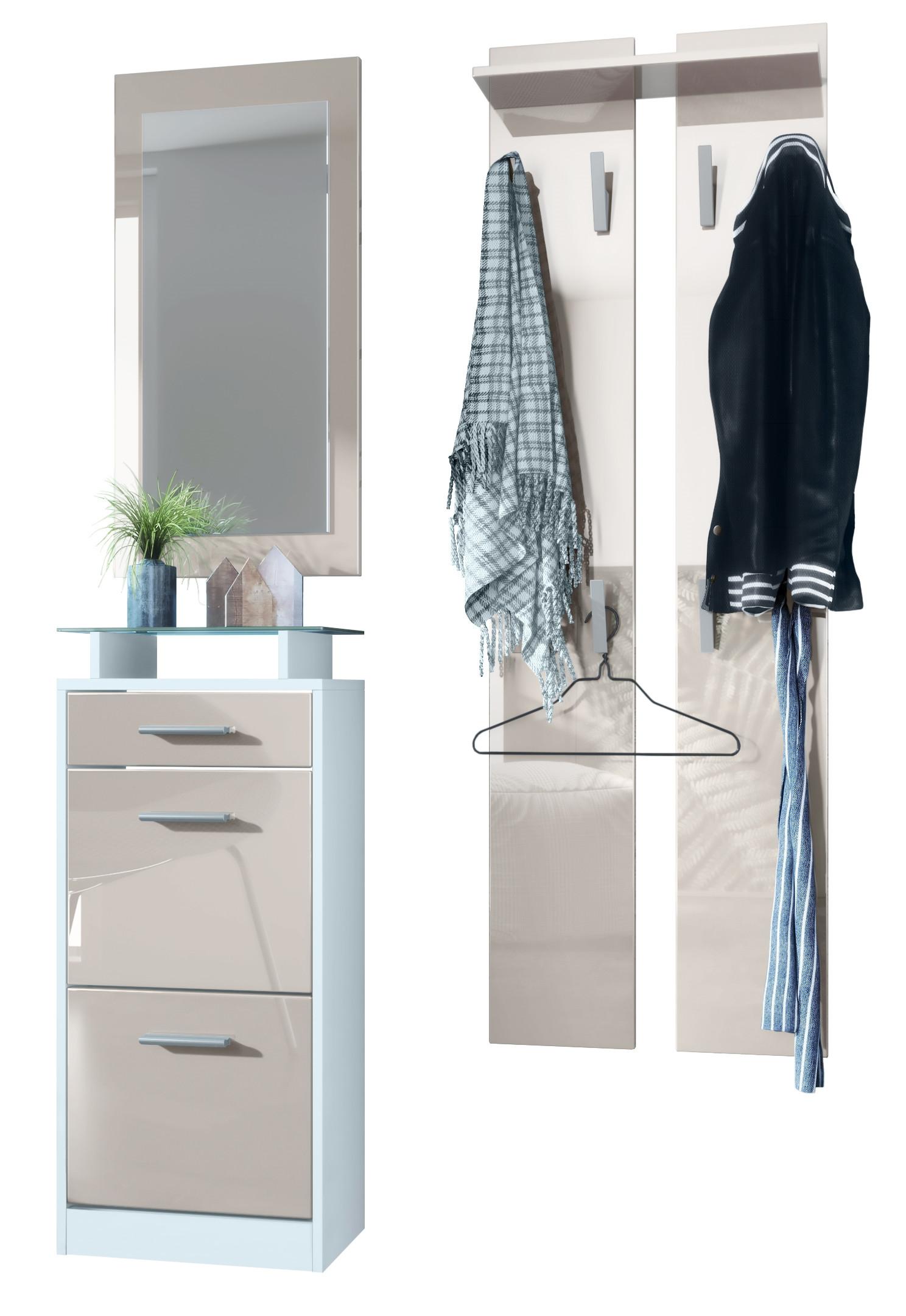 GARDEROBE Loret Front in Sandgrau Hochglanz - Sandfarben, Holzwerkstoff (140/200/23cm) - Vladon