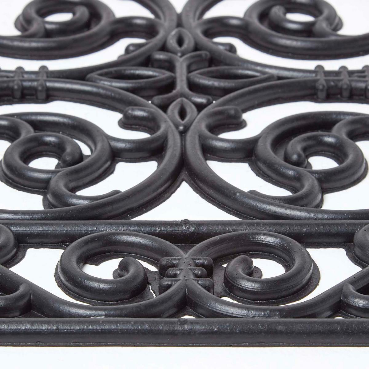 FUSSMATTE Ornament, Gummi 40/60 cm - Schwarz, Naturmaterialien (40/60cm) - Homescapes