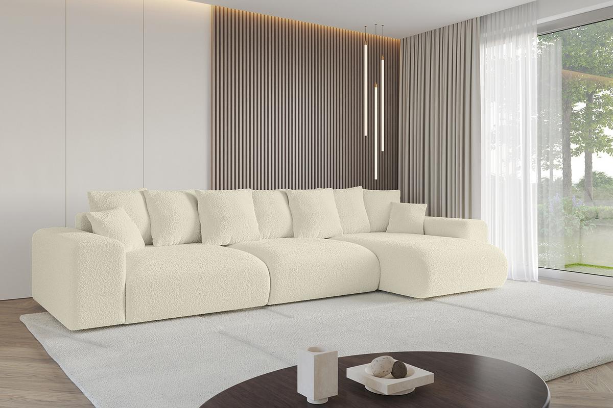 ECKSOFA Ottomane rechts ESKAR-L2 364x176x72 Creme Bouclé - Creme/Haselnussfarben, Holzwerkstoff/Kunststoff (176/364cm) - ALTDECOR