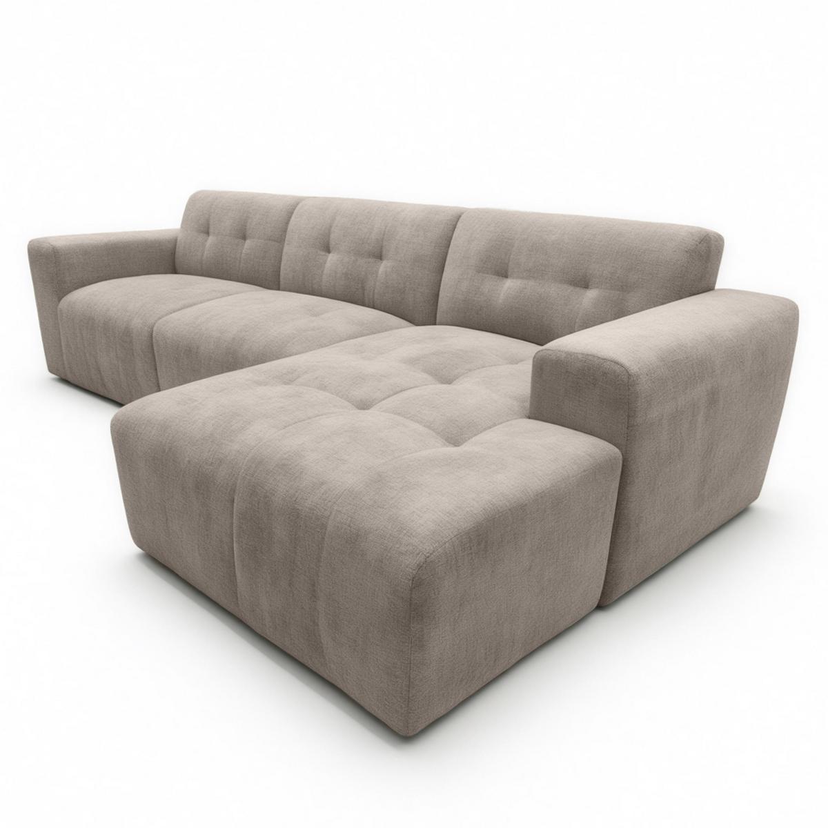 ECKSOFA L Form Corlu Beige 310/165/78 cm – stilvolle kleine Eckcouch Rechts - Beige/Schwarz, Kunststoff/Textil (165/310cm) - AX Living