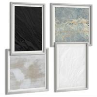 BILDER SET 4er Set - 50x50 cm & 40x60 cm Silberner Rahmen - Steintexturen - Silberfarben, Kunststoff (50/50cm) - TULUP