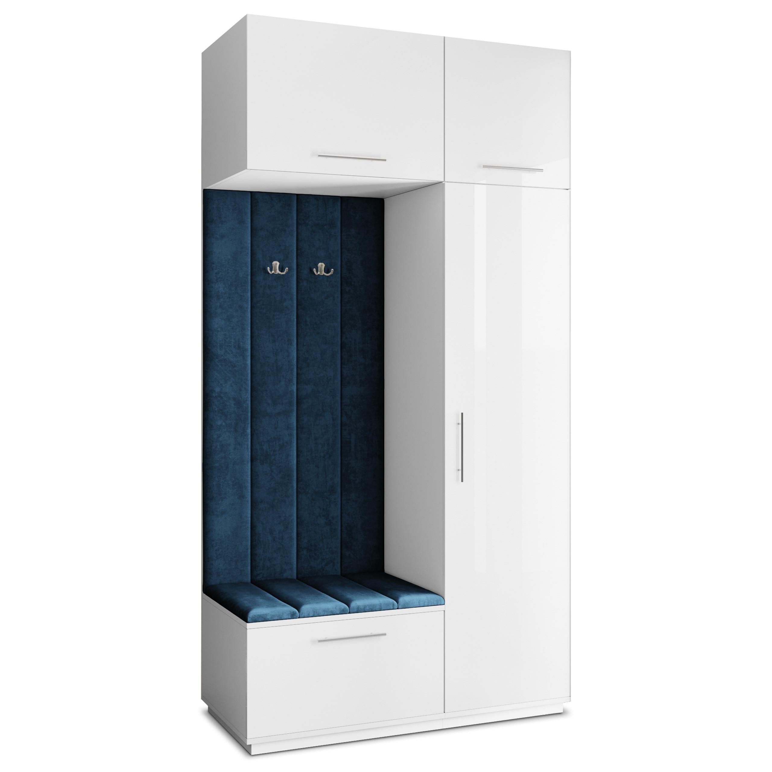 GARDEROBENSCHRANK REMA 120/240/60 cm Modern Garderobe-Set Weiß - Blau/Weiß, Holzwerkstoff (120/240/60cm) - MASSENO