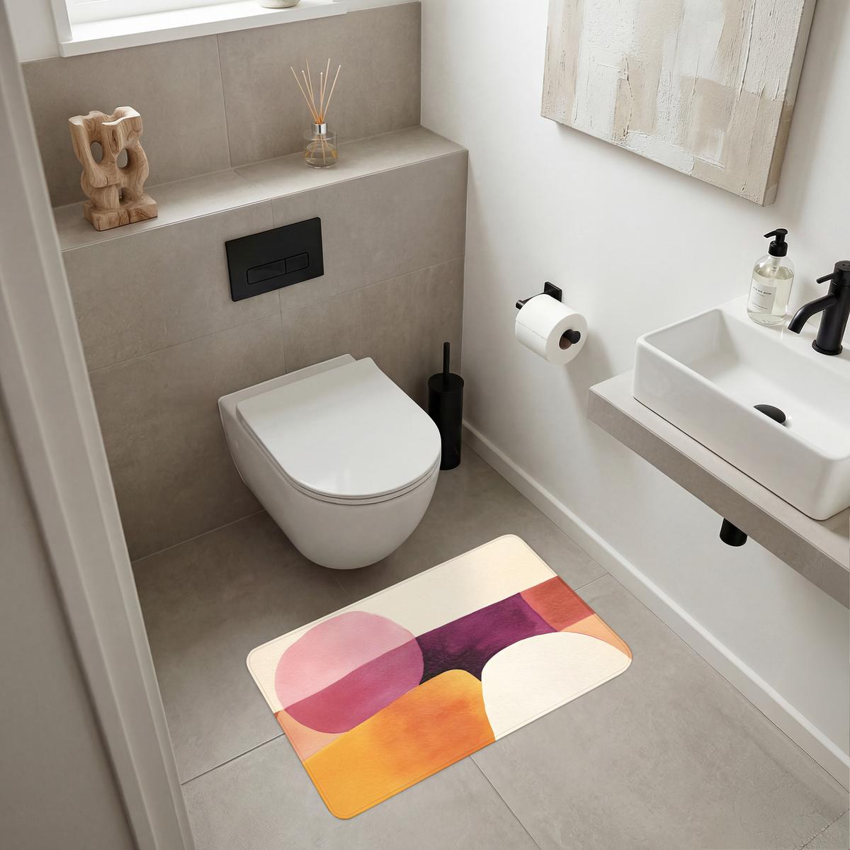 BADEMATTE Formen - Abstrakt - Farbenfroh 80x50 cm - Terracotta, Textil (80/50cm) - OnlyWow