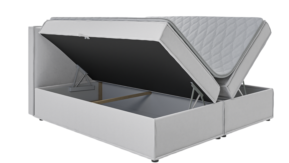 BOXBETT Eclipse 200/200 cm Silber Luxusmicrofaser - Silberfarben/Schwarz, Holz/Kunststoff (200/200cm) - S-Style Möbel