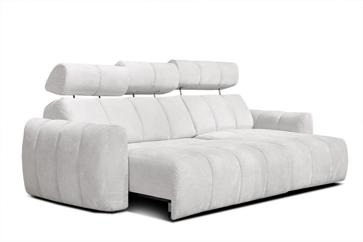 ECKSOFA KIMI 3-Sitzer, ausziehbarer Sitz, verstellbare Kopfstützen, cremefarben - Creme/Schwarz, Holzwerkstoff/Textil (270/160cm) - Wozimo