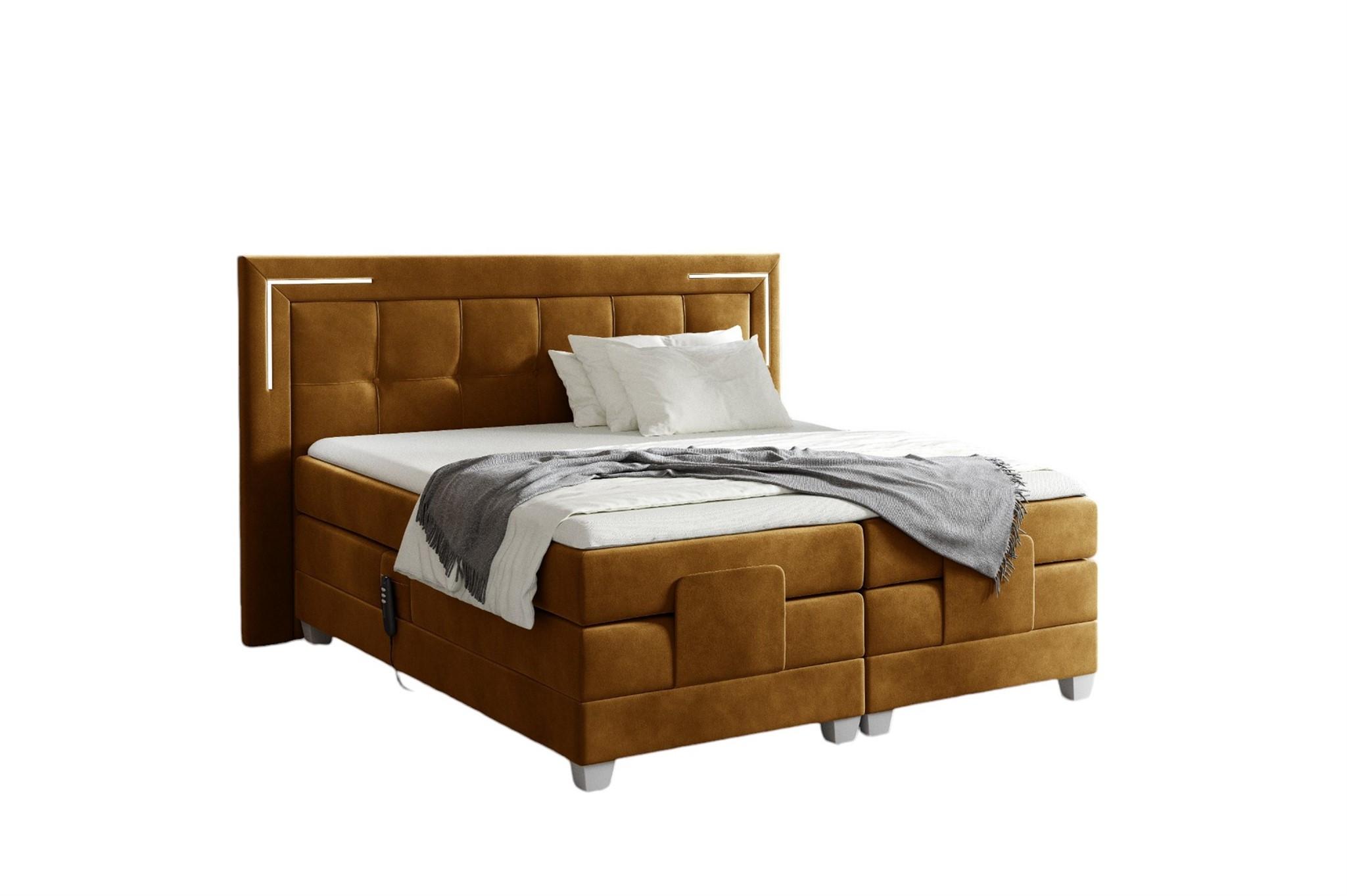 BOXSPRINGBETT Bett Elektrisch Dores - Currygelb, Holzwerkstoff/Textil (120/200cm) - Fun Möbel