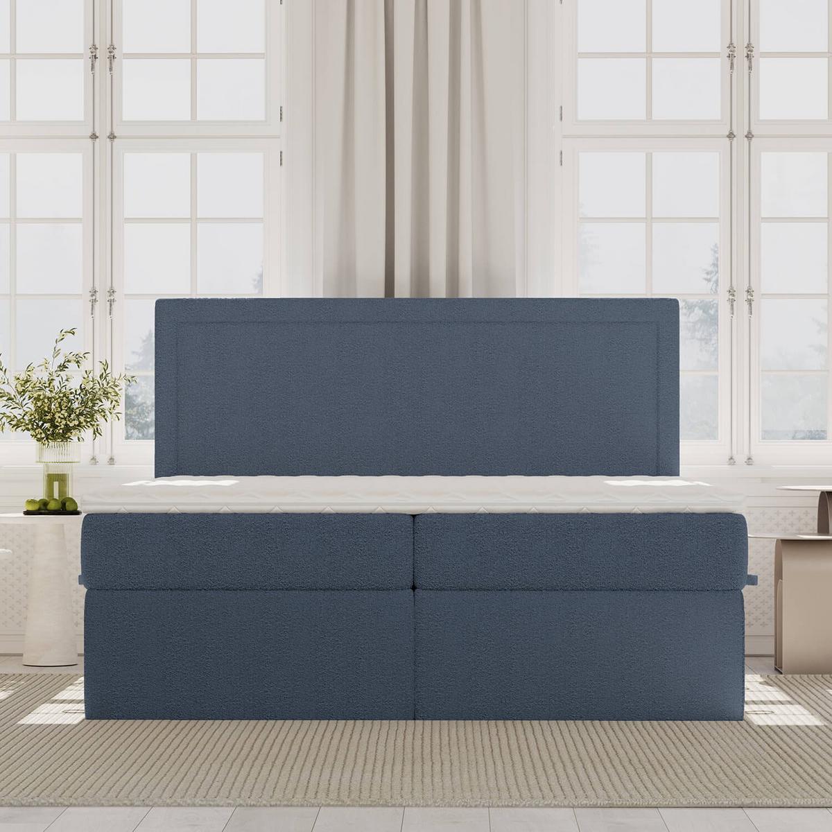 BOXBETT Jodan 180/200 cm Marineblau im Baloo Stoff - Schwarz/Dunkelblau, Holz/Holzwerkstoff (180/200cm) - AltaBeds