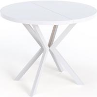 ESSTISCH Della runder ausziehbarer, Weiß 100-180/100/76 cm - Weiß, Holzwerkstoff/Metall (100/180/76cm) - WFL GROUP