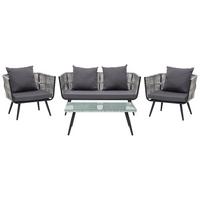 LOUNGE-SET 4-sitzer Rattan Grau Ragusa - Grau, Kunststoff - Beliani