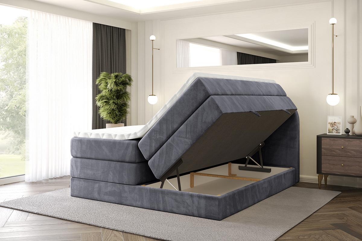 BOXSPRINGBETT mit Matratze und Lattenrost - NOX KING-140x200 - Dunkelgrau Casablanca - Dunkelgrau, Holzwerkstoff (140/200cm) - ALTDECOR