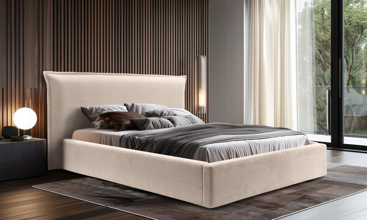 POLSTERBETT Amada Komplettset In Pop - Beige, Holzwerkstoff/Textil (140/200cm) - Fun Möbel